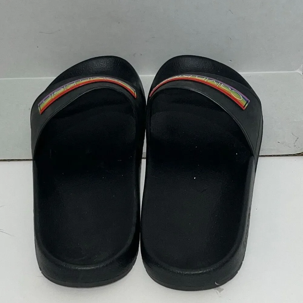 Calvin Klein Men's Pride Rainbow Logo Slip-On Slide Sandals Black Size 11‎